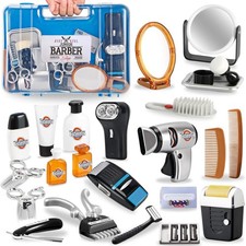 24 Pcs Barber Pretend Play Toy - My First Shaving and Grooming Haircut Kit Ro...