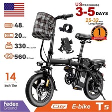 560W Folding Electric Bike 48V 14 Ebike 20MPH...