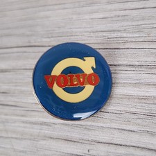 Vintage Volvo Iron Mark Logo Round Enamel Lapel Pin Automotive Car Advertising