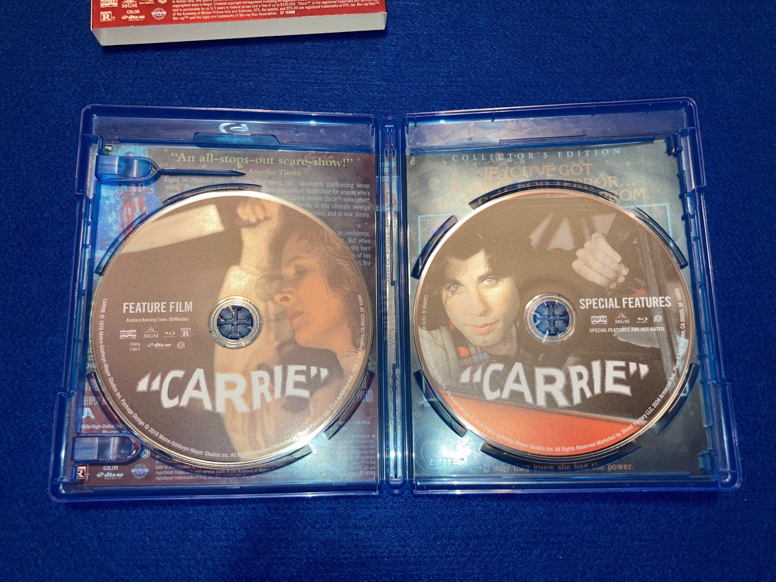WATCHED ONCE Carrie 40th Anniversary Collector's Edition Blu-ray w/ Slipcover