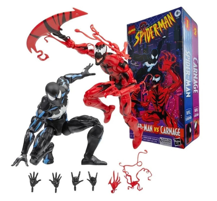 Marvel Legends Retro Series Symbiote Spider-Man vs Carnage 6