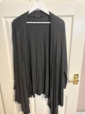 Ladies BHS dark slate grey waterfall long cardigan size 16 excellent condition