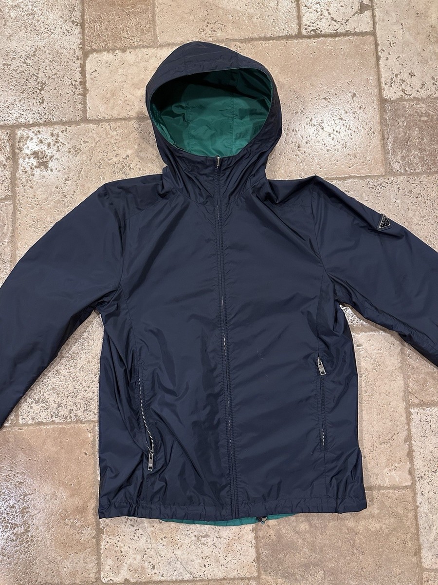 Prada Nylon Triangle Logo Reversible Navy / Green Zip Jacket | eBay