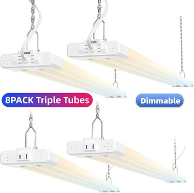 8-Pack 4 FT 40W Linkable LED Shop Lights Dimmable 3CCT Utility Hanging Fixtures