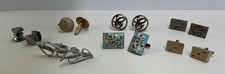 Vintage Cuff links, 7 Pairs, Gold Tone, Silver Tone, Enamel. One Pair By Swank