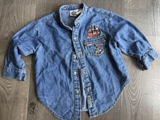 Vintage Embroidered Mickey Co 90s Mickey Mouse Denim Button Up 3T