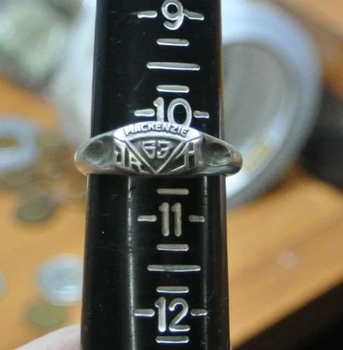 MACENZIE JR High School VINTAGE 1963 Class Ring Sterling Silver Size 10.5 APPROX