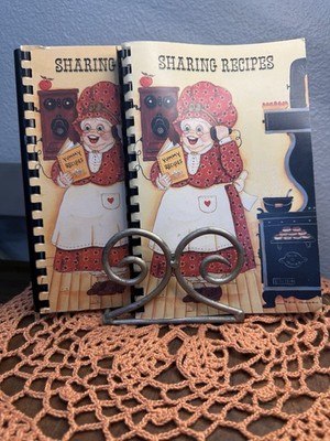 ''SHARING RECIPES'' Vintage Spiral Cookbooks Granny Core See Cute Pics