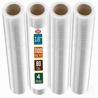Stretch Wrap Industrial Strength 4 Pack 18 1100 SqFt 80 Gauge Extra Thick (20 Mi
