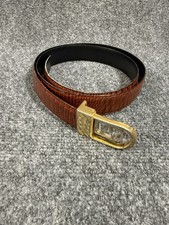 Vintage Mario Valentino Crocodile Skin Brown Designer Belt Size 44/110