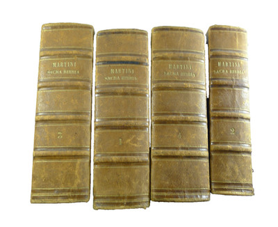 GESCHENKIDEE WERTVOLLES ANTIKES BUCH MARTINI DIE HEILIGE BIBEL 124 GRAVIERTE TABELLEN 4VL