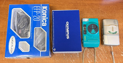 4 Kompaktkameras Konvolut Olympus Superzoom Canon Snappy Nikon Lite Touch Konica