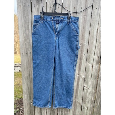 #ad Rural King Mens Blue Denim Carpenter Workwear Jeans Hammer Loop 32x30 Straight $19.00