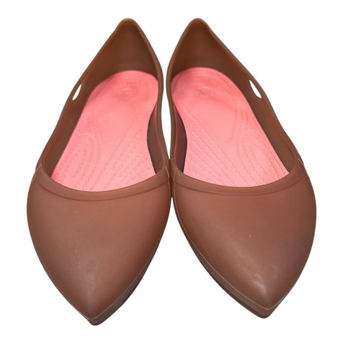 Crocs Flats Womens Size 6 Pink W6 Cutout Translucent Rio Pointed Slip On Shoes - Picture 4 of 11