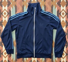 VTG 90  s Adidas Trefoil Navy Blue Full Zip Track Jacket Unisex Medium Slim Fit