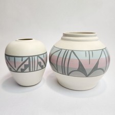 2 Handpainted Vases Made by Artists of Klay N Kraft Pottery Tucson, Signed, READ