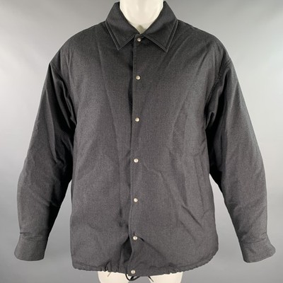 VISVIM Size M Grey Charcoal Stripe Wool Linen Silk Down Filled Jacket