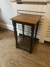 Vintage Solid Wood Side Table Plant Stand Turned Legs Rustic 62cm Farmhouse