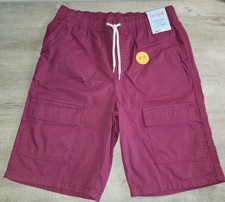 Cat  Jack Boys Cargo Shorts Maroon Red Knee Length 10 / 12 Husky NWT
