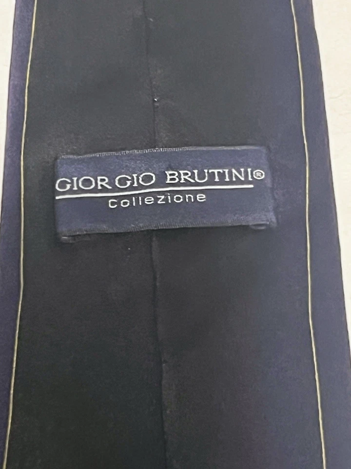 Corbata de seda para hombre Giorgio Brutini Collezione 58 1/2 pulgadas azul marino (L:T3) Foto 4 de 4