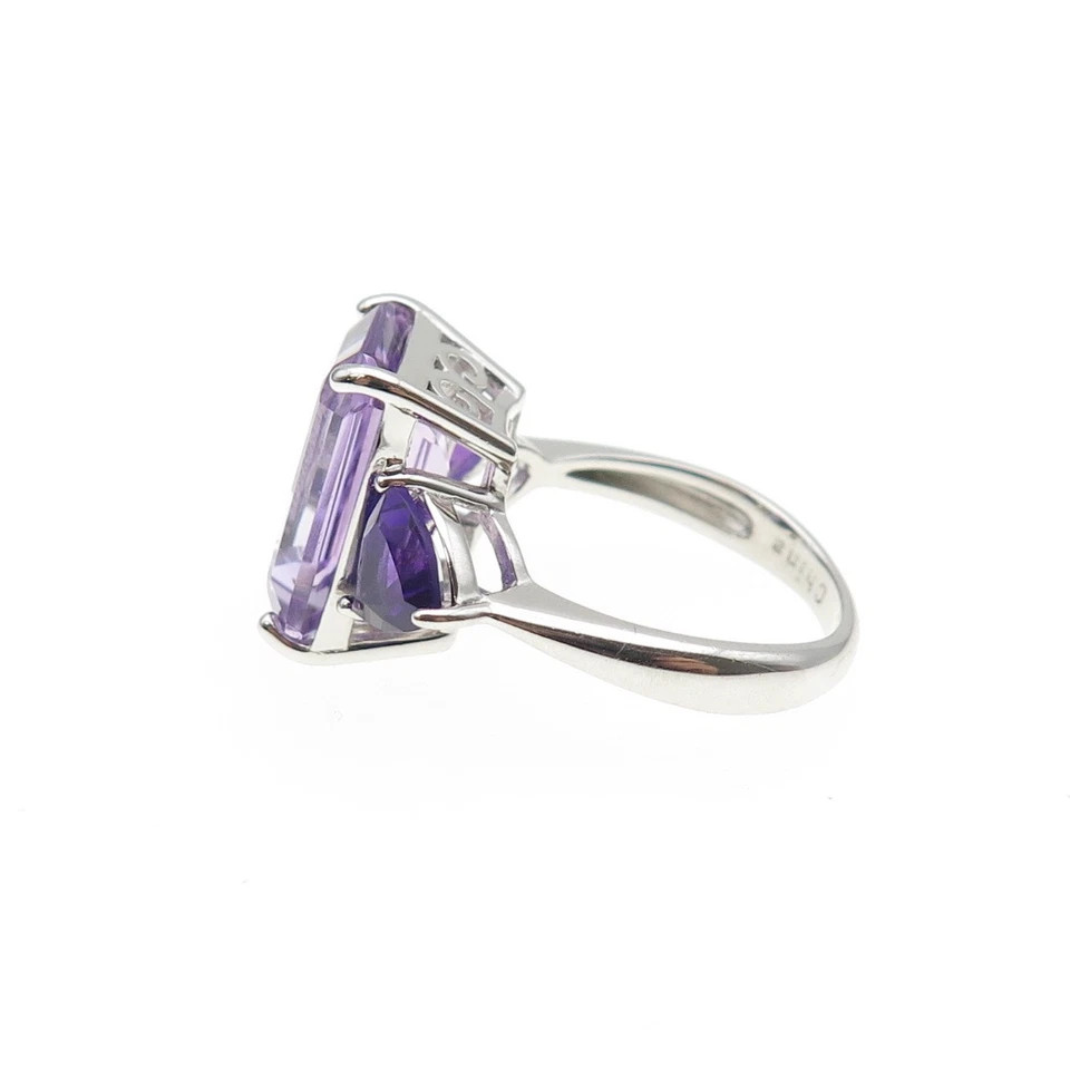 JCL Colleen Lopez 925 Sterling Real Emerald & Triangle-Cut Amethyst Ring Size 6 - Image 4 of 4