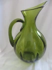 MCM VTG BLENKO Optic Glass Pitcher OLIVE  Green # 991 W Anderson
