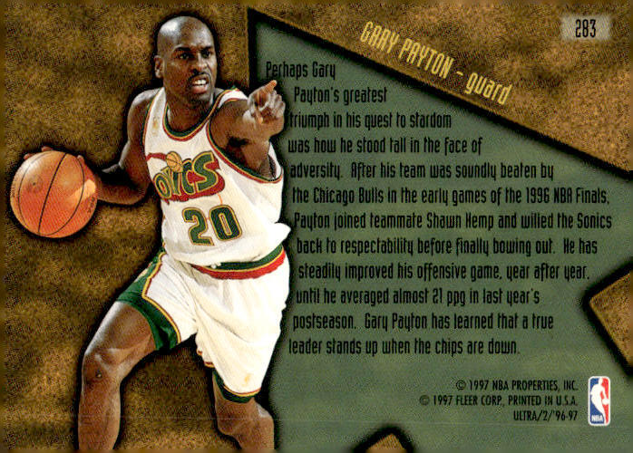 1996-97 Ultra #283 Gary Payton Seattle SuperSonics