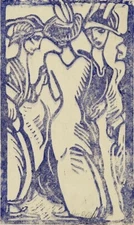 Three Women – Christian Rohlfs 1912 German Expressionist Woodcut Figurative Art