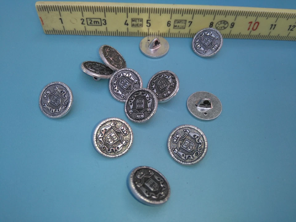 6 Metallknöpfe, Silber geschwärzt, Trachtenknöpfe, Dirndl Knöpfe 14mm neu  #405 - Bild 2 von 2