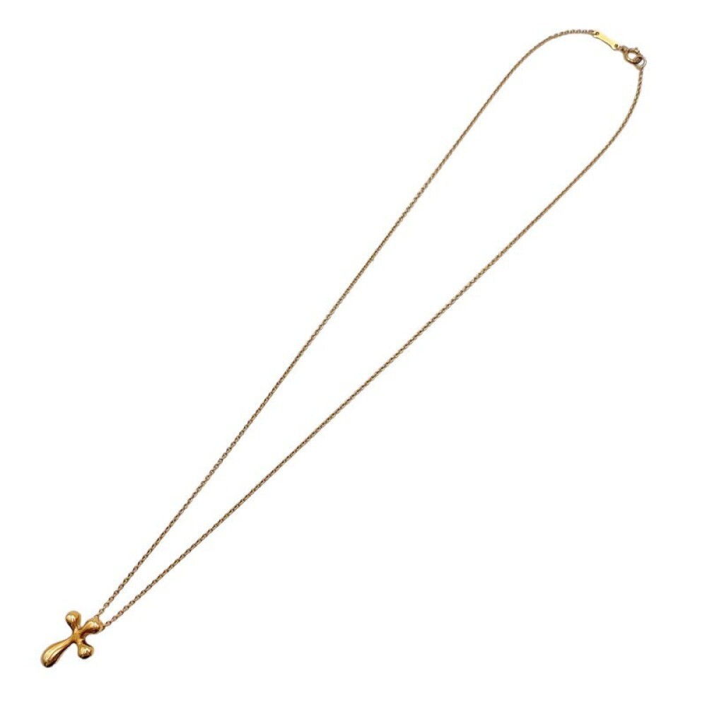 Tiffany &Co. Small Cross Necklace K18 Yellow Gold Elsa Peretti 40cm