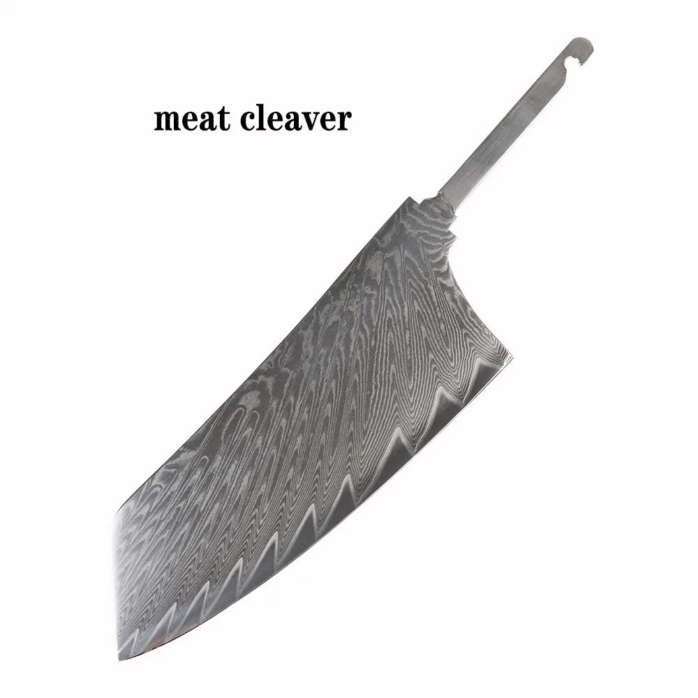 Mini VG10 Stainless Steel Damascus Cleaver Blank Chef Chopping Meat Blade Tang