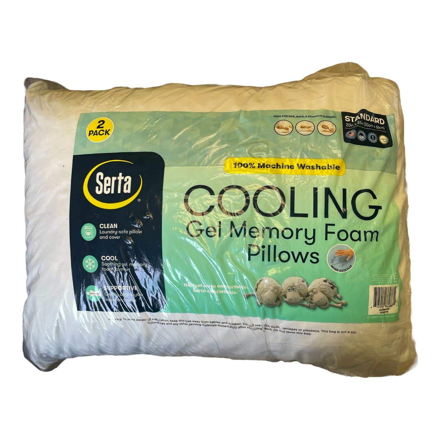 Набор из 2 подушек Serta Gel Memory Foam белый стандартный 6190₽