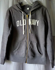 Old Navy Women's Slouchy Logo Graphic Full Zip Hoodie Gray Small