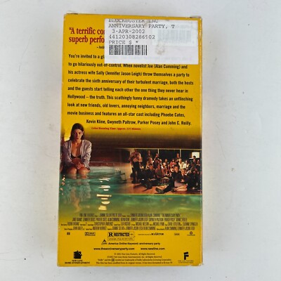 The Anniversary Party (VHS, 2002) Video Tape Alan Cumming