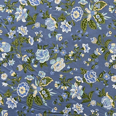 1 yd Blue Green Yellow White Floral Calico Print Quilt Cotton Sew Fabric BTY