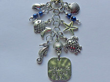 DREAMING OF THE SEA STARFISH SEA TURTLE SEASHELL KEY CHAIN CLIP PURSE FOB ZIPPER