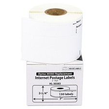 DYMO 30383 3-Part Internet Postage Labels 2-1/4" x 7" - 2 Rolls of 150
