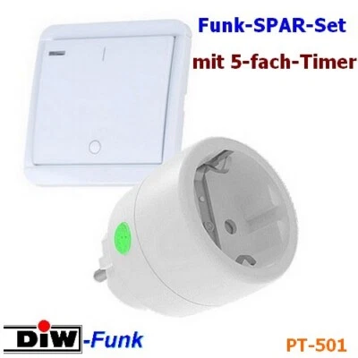 PT-501 DIW-Funk TIMER-Sparset 230V-Funkstecker DSR-2300 + Wandsender DWS-10T Set
