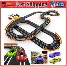 Slot Car Race Track Sets with 4 High-Speed Slot Cars, Battery or Electric Car Tr