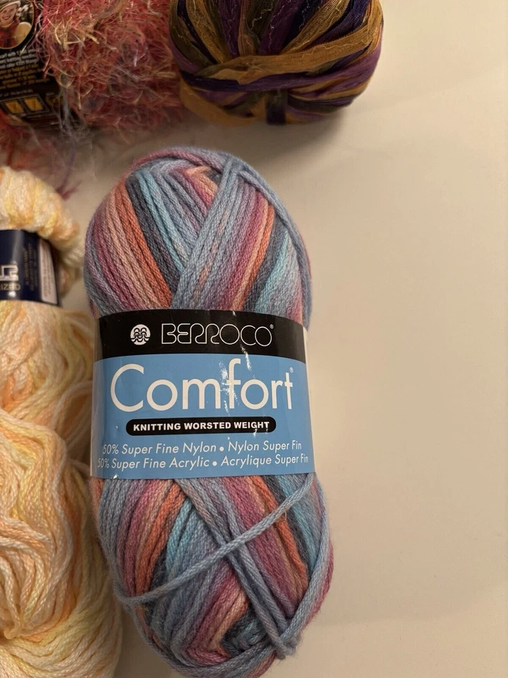 Lote de 6 madejas de hilo rosa rojo amarillo creador de tendencias/berroco/fantasía/piel divertida  Foto 4 de 4