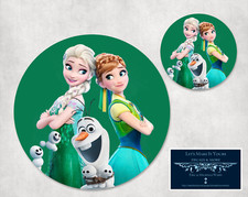 FROZEN ELSA ANA OLAF - CUSTOM ROUND PC MOUSEPAD DESK MAT COASTER 2 pc GIFT SET