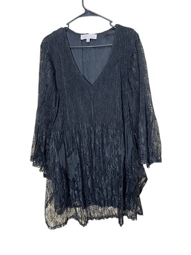 Pretty Angel Large L/XL Tunic Top Black Lace Overlay with Pockets Oversized
