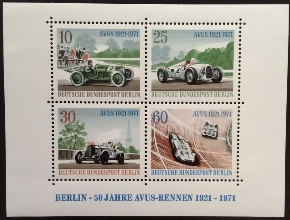 Germany Berlin AVUS Motor Racing Track Miniature Sheet 1971-ZZIAA