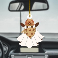 Boo Cowboy Halloween Ornament, Ghost Halloween Decor, Happy Halloween Ornament