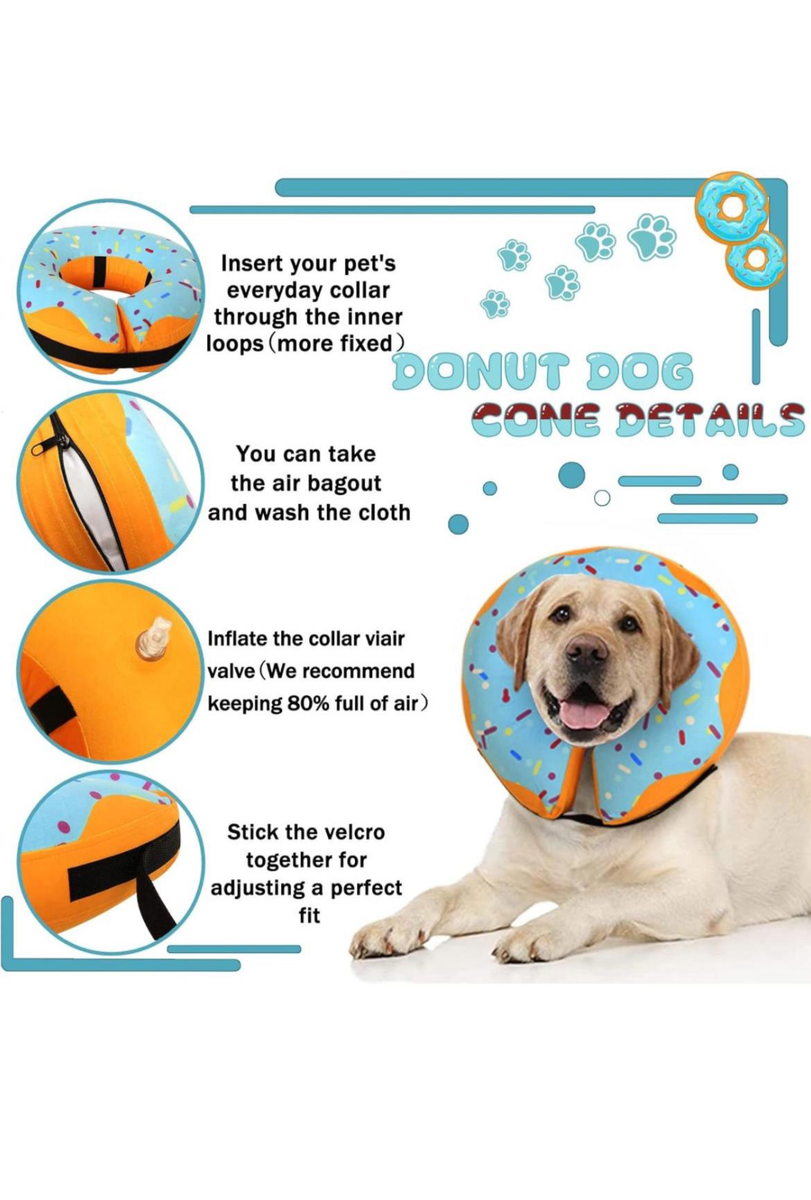Recovery Donut Collar Dogs Cat,Inflatable Cone Collar