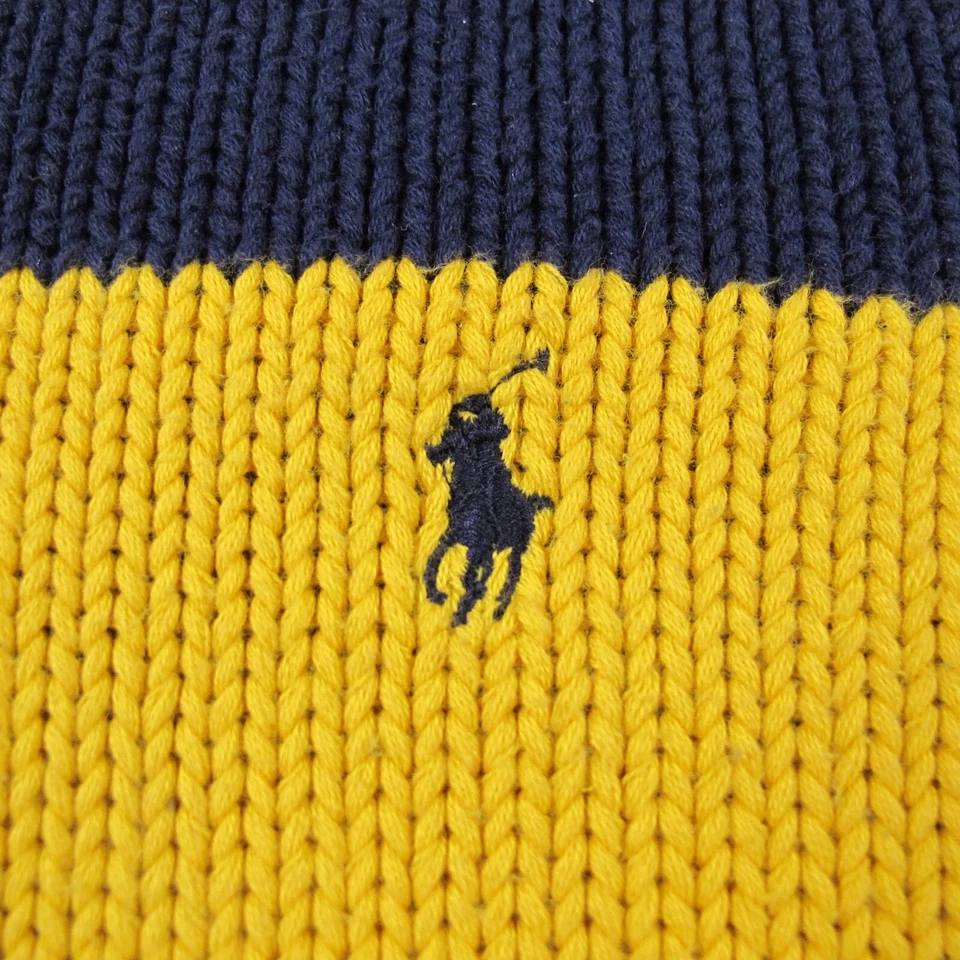 Винтажный Polo Sport свитер мужской 2XL синий желтый вязаный шаль воротник цвет блока - Изображение 3 из 4