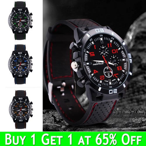 Men’s Military Watch Leather Date Quartz Analog Army Casual Dress Wrist Watches-