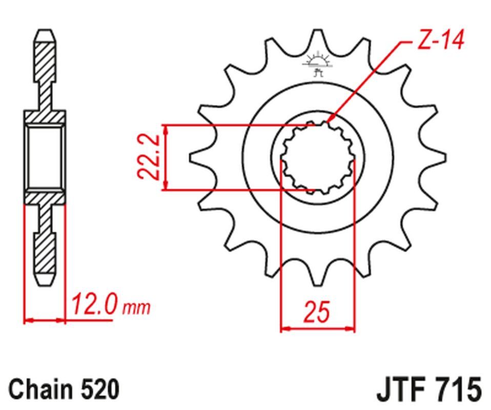 Pignon avant JT 2102 à 13 dents pour moto Gas Gas EC 125 et 250