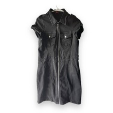 Guess Stretch Y2k Black Dress Size S Zipper Short Sleeve