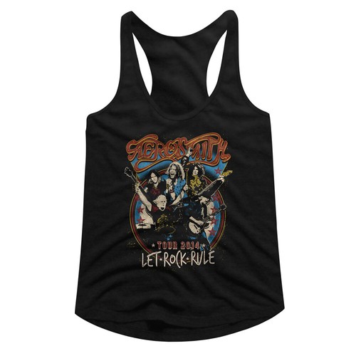 T-shirt Vintage Aerosmith Let Rock Rule Tour 2014 - Taille M - Noir - Occasion Très Bon état